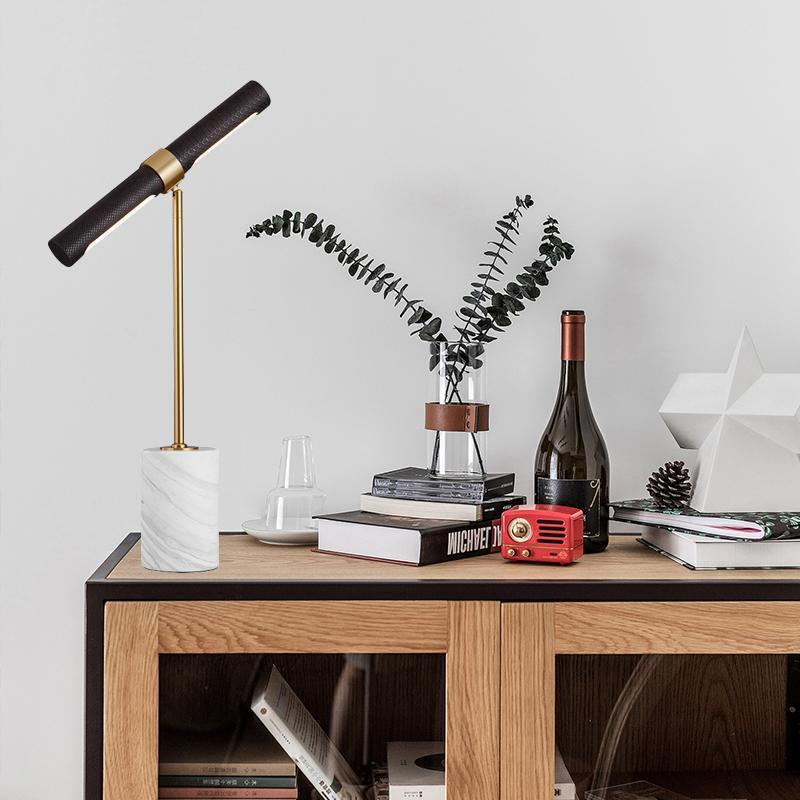 Lighting Decor In Room - 装飾テーブルランプ、デザイナーライト高級レザー大理石デスクランプ、パーソナライズされた書斎、子供部屋、ベッドサイドランプ