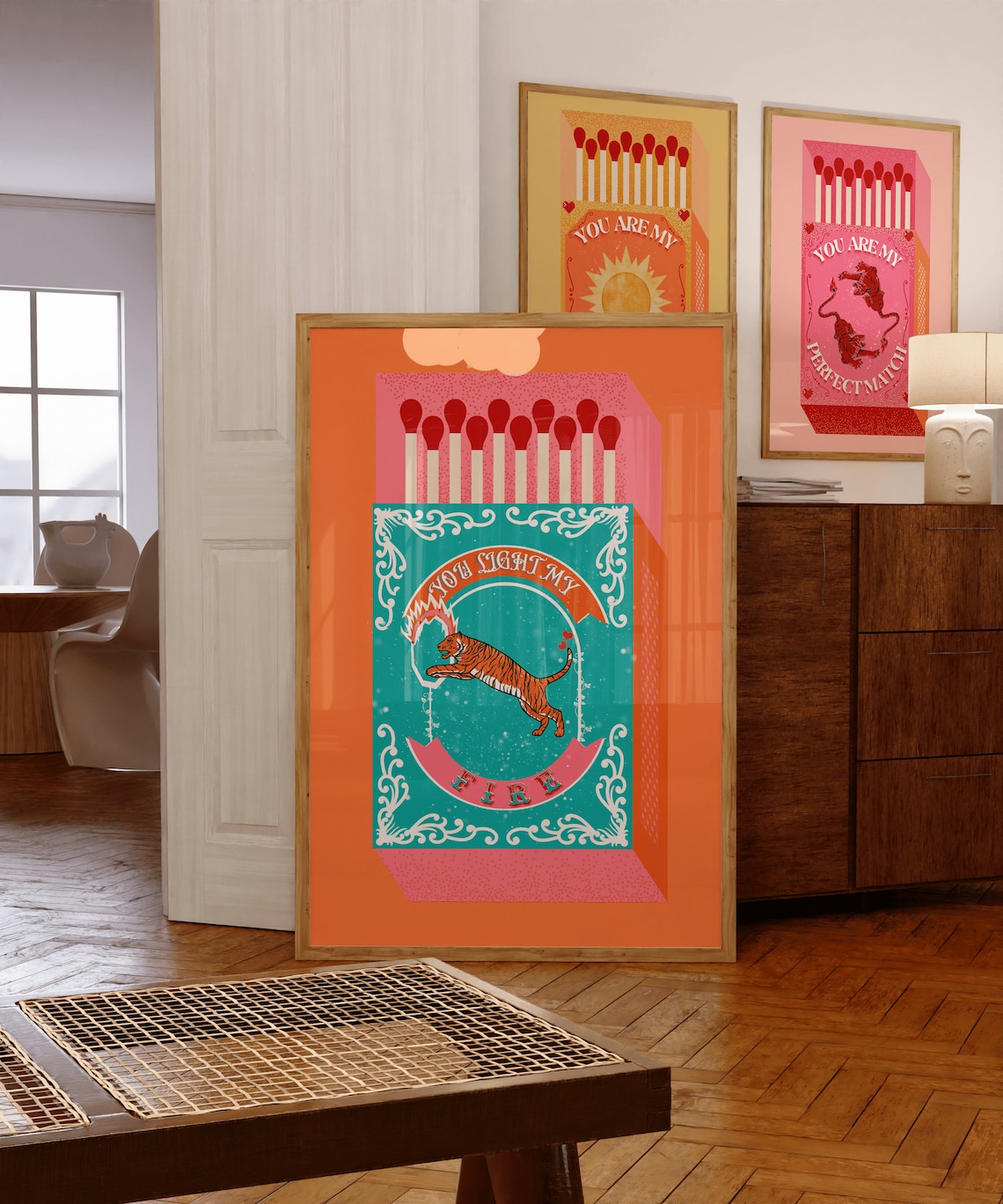 Kitchen Decor Lighting - あなたは私の火を点火しますオレンジマッチ箱壁アートプリントキャンバス絵画ポスター画像リビングキッチンルーム家の装飾