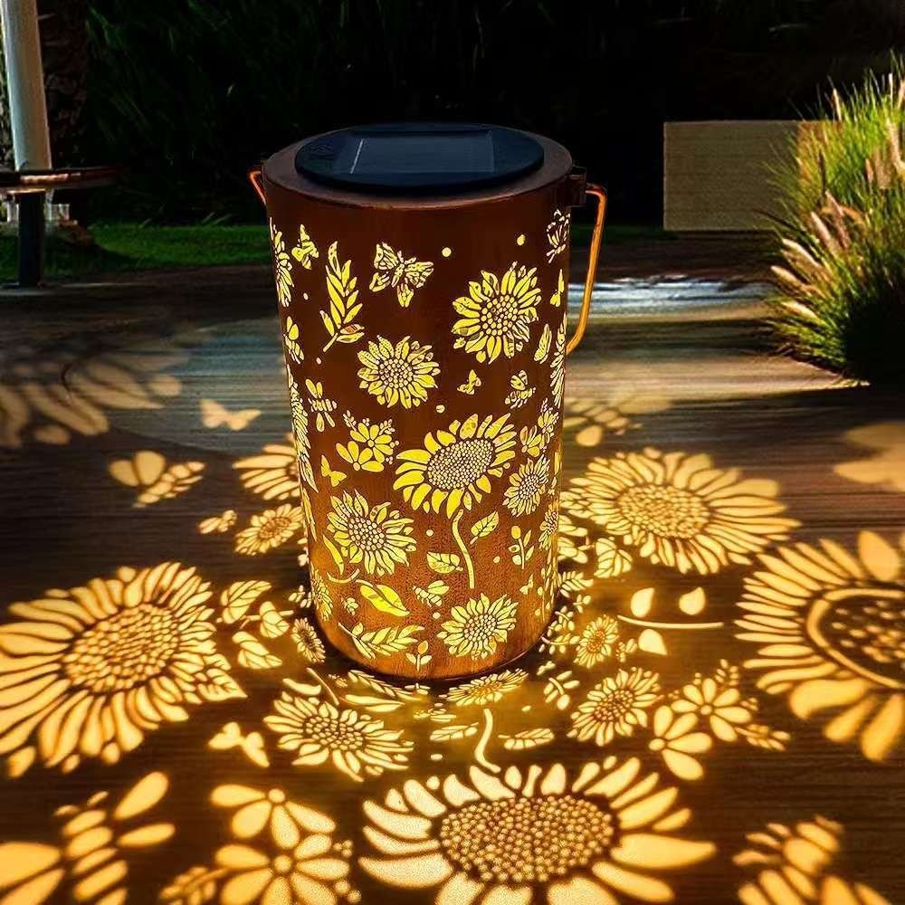 Yard Lighting Decor - ひまわりライトとシャドウライト防水屋外ライトソーラーパワーで夜の通路、芝生、庭、パティオの装飾照明に使用