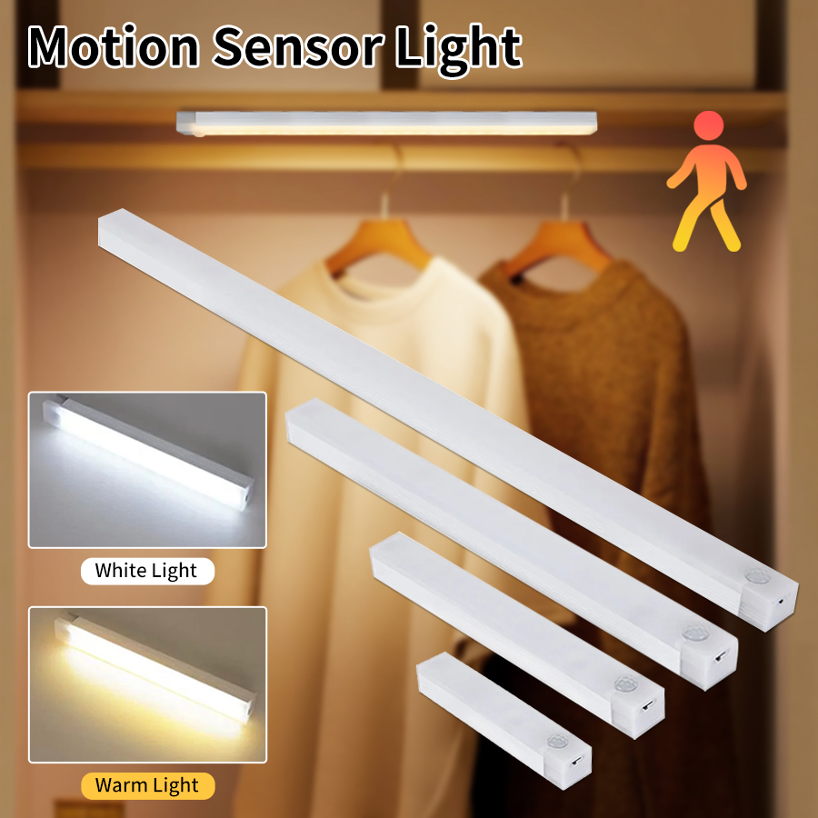 Kitchen Decor Lighting - モーションセンサーキャビネットライト USB 充電式 LED ナイトライトクローゼットワードローブランプキッチン階段寝室の装飾 10/20/30/50