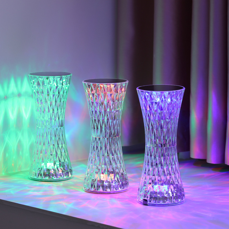 Lighting Decor In Room - クリスタルベッドサイドテーブルランプクリスマスアクリル装飾ナイトライト寝室ベッドサイドLED照明ギフトダイヤモンドデスクランプUSB充電式