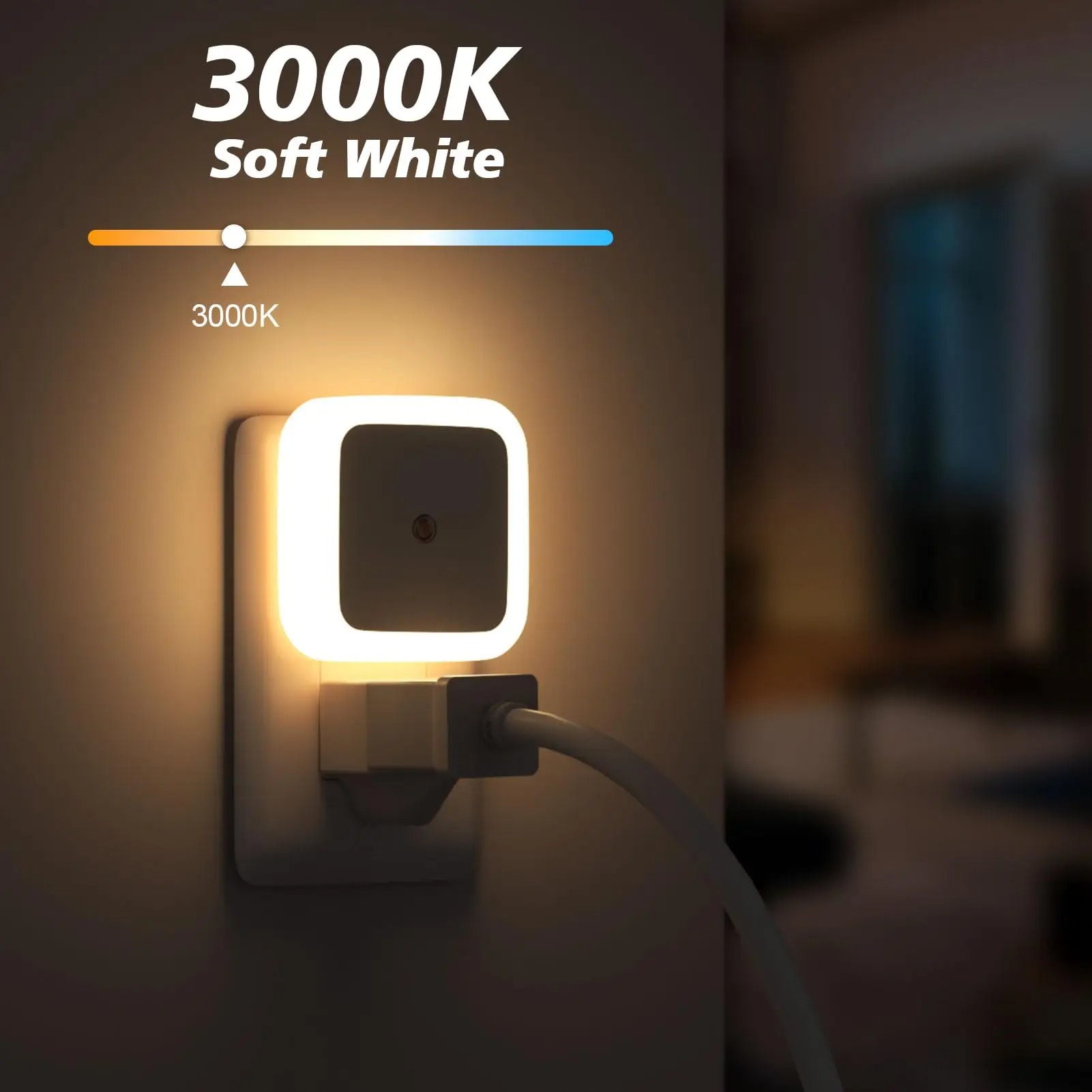 Lighting Decoration On Wall - LED壁掛け式プラグライト、センサー内蔵、日没・日の出に合わせて自動点灯・消灯、廊下、キッチン、屋内、夜間照明、玄関、ガレージ、地下室の装飾に。