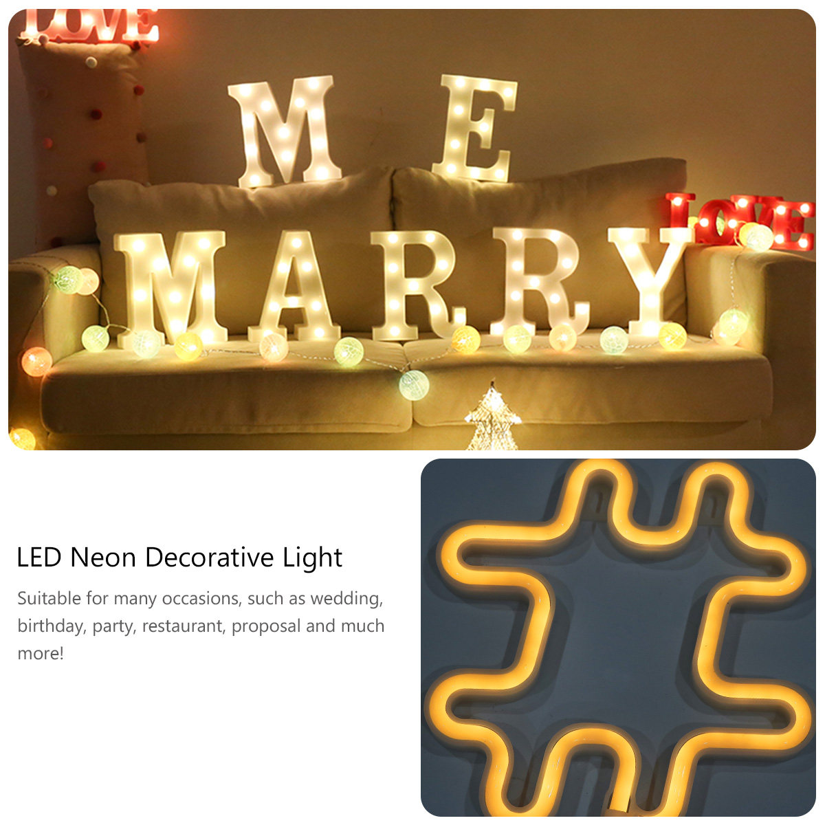 Bedroom Lighting Decor Ideas - 1個入り、高級感のあるプラスチック製LEDネオン装飾ライト。寝室、リビング、デスク、ナイトライト、パーティーの装飾、ギフトに最適。