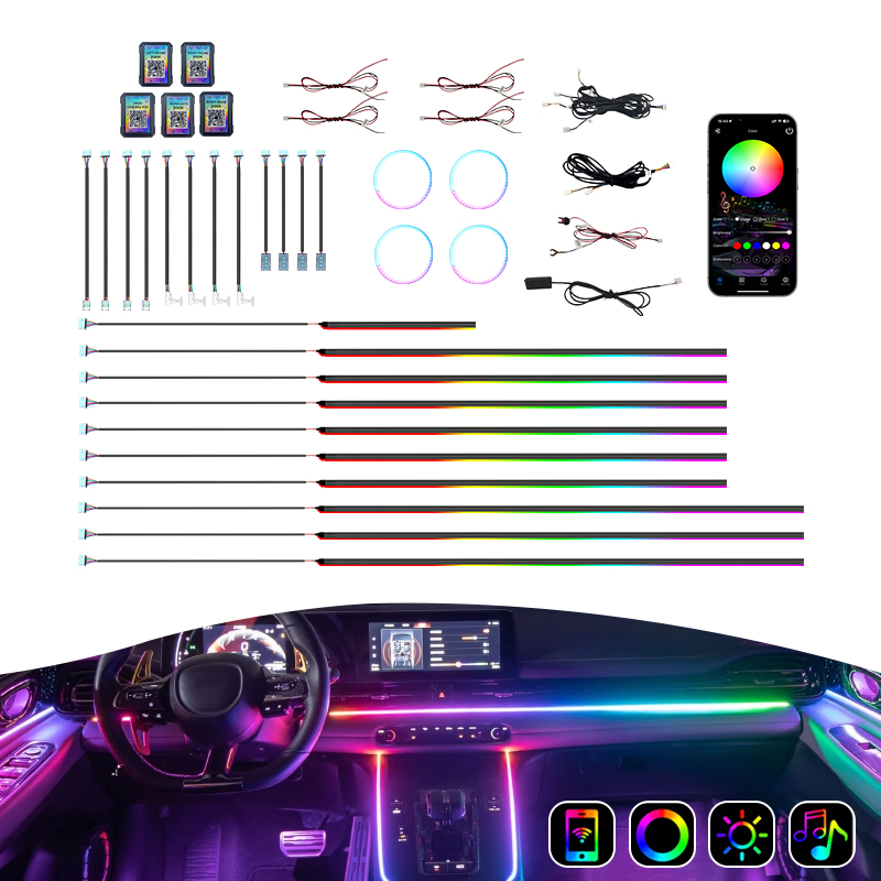 Ambient Led Strip - 売上No.1 車用アンビエントライトキット 18in1/10in1/6in1 インテリアLEDカーライト シンフォニーLEDストリップライト RGB