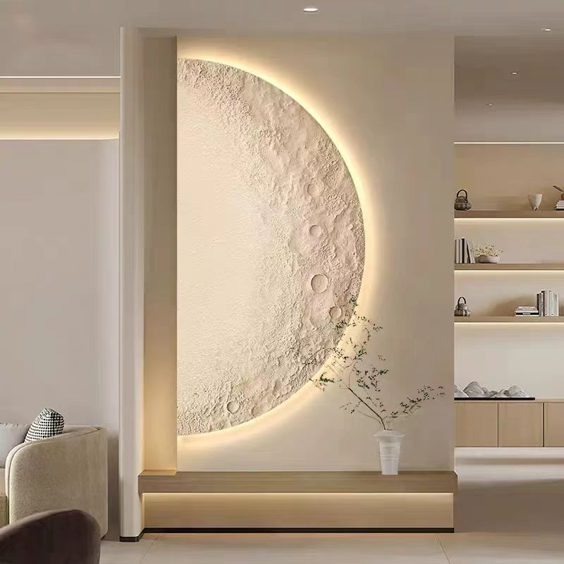 Lighting Decoration On Wall - リモコン調光式ウォールペイントランプ クリエイティブミニマリストリビングルーム背景壁装飾LEDムーンペイントウォールライト
