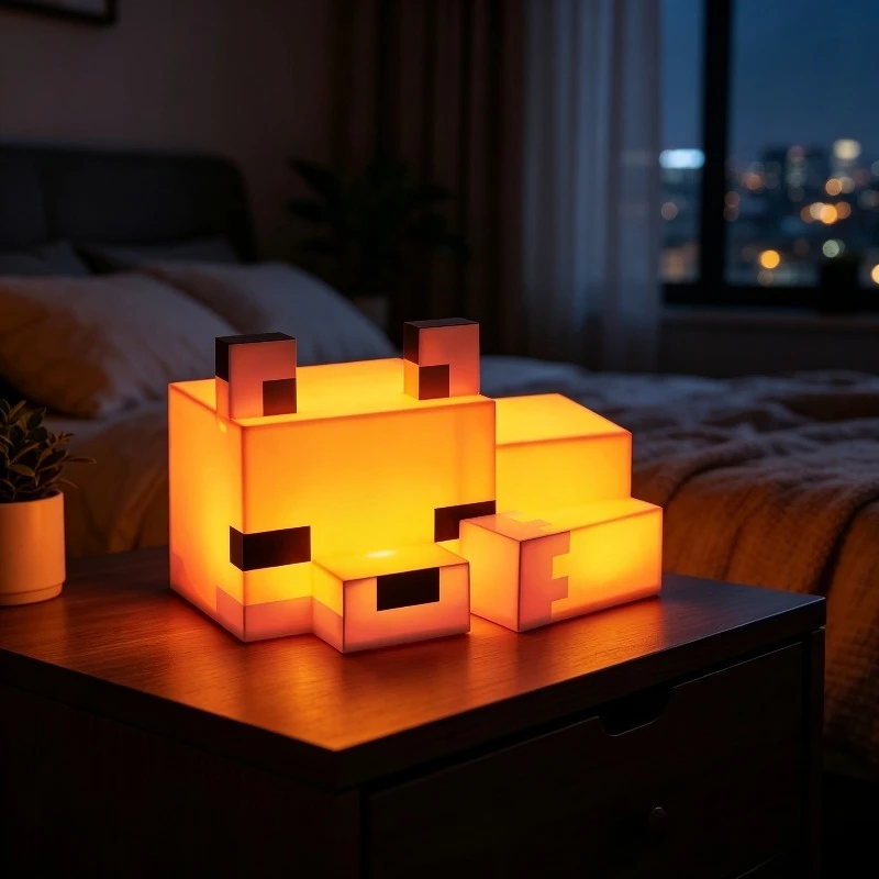 Lighting Decor Minecraft - 人気ゲーム「マインクラフト」に登場する、かわいらしいキツネの形をした、柔らかなオレンジ色の光を放つナイトライト。ゲームルームや寝室の装飾に最適で、プレゼントにも喜ばれます。