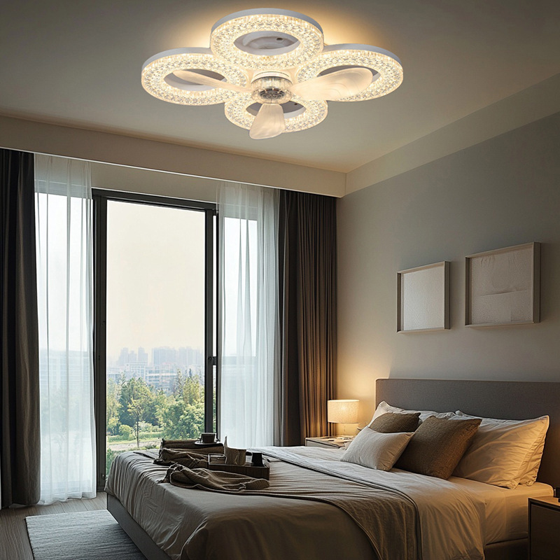 Decor Lighting Ceiling Fans - デュアルベース天井扇風機ライト E27 無段階調光 3段階速度調整 タイマー付きリモコン LEDランプ