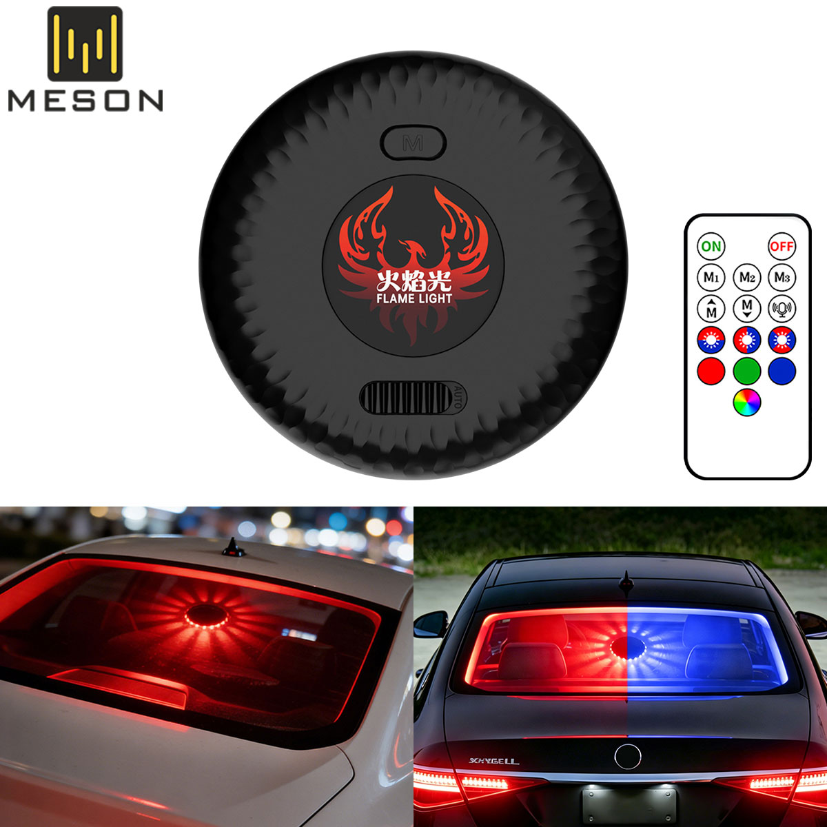 Lighting Interior Decor - KEVANLY 車用リアRGBウィンドシールド安全警告雰囲気ライト USBリモコン DJステージエフェクト装飾ランプ 車内用