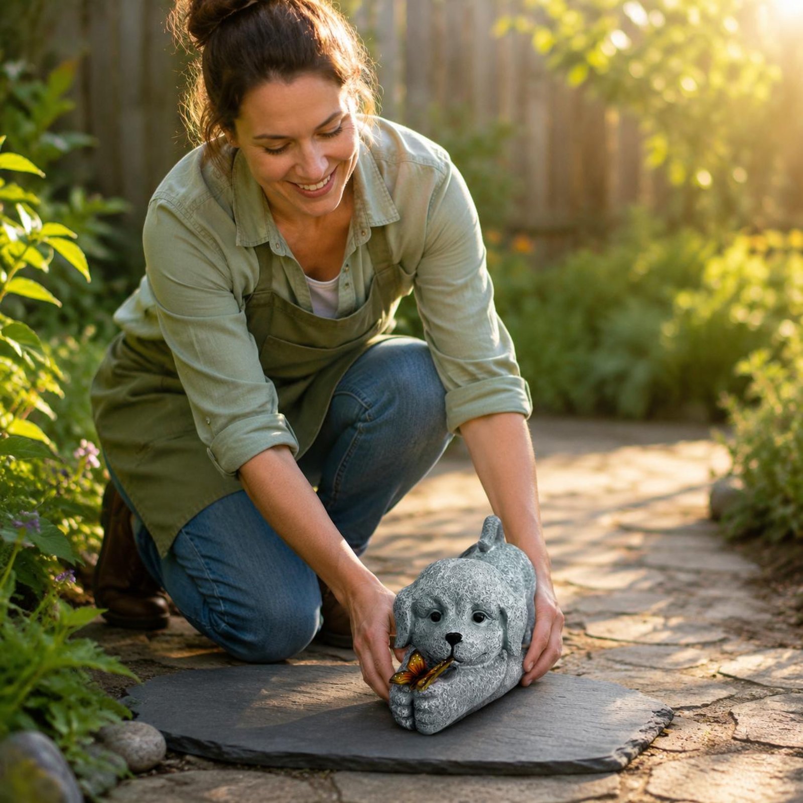 Yard Lighting Decor - ソーラー犬像樹脂工芸品ソーラー犬ライト屋外装飾省エネ庭用配線不要