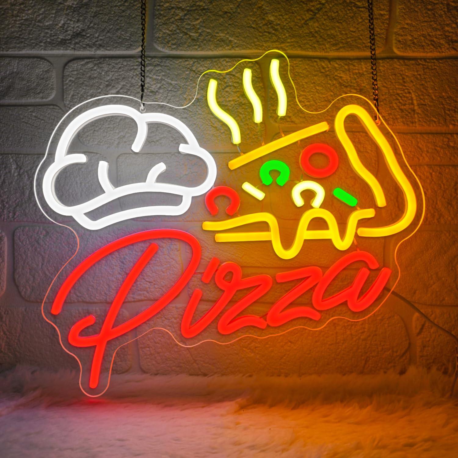 Kitchen Decor Lighting - ピザネオンサイン カラフルなピザLEDライト ピザショップ、ファーストフード、キッチン、レストランの壁飾り、ビジネス用LEDサイン