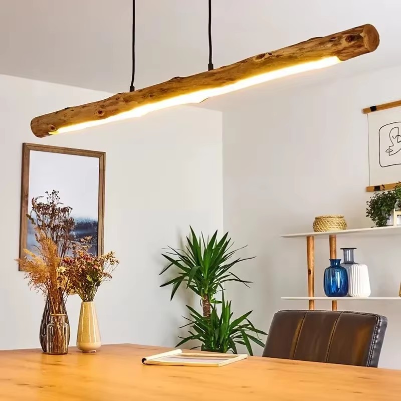 日本のレトロな木製クリエイティブLEDペンダントライト、レス - Japanese Lighting Decor のレビューと価格