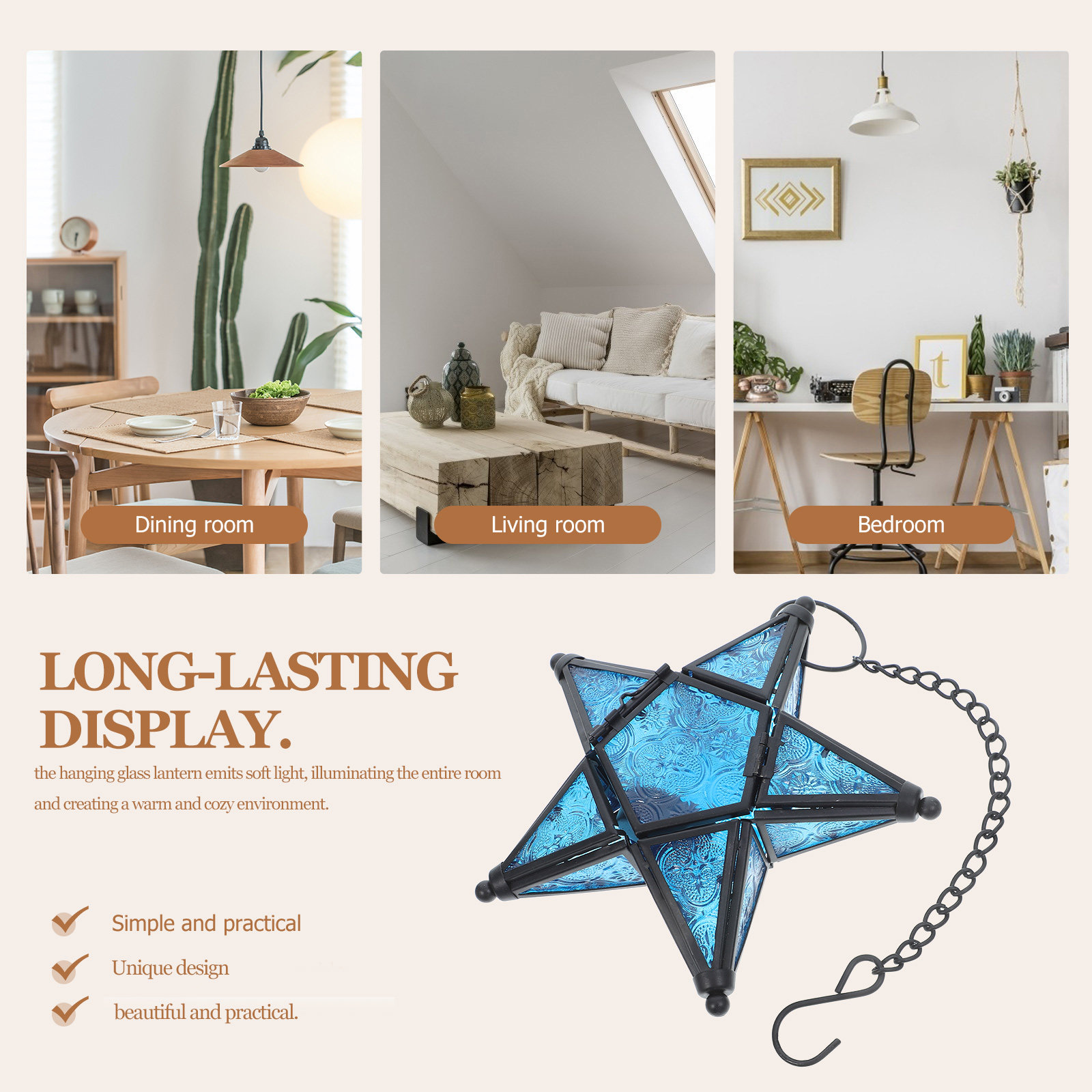 吊り下げ式の星型ランタン、ガラス製ホルダー、装飾用、屋内・屋 - Lighting Decor Wedding のレビューと価格