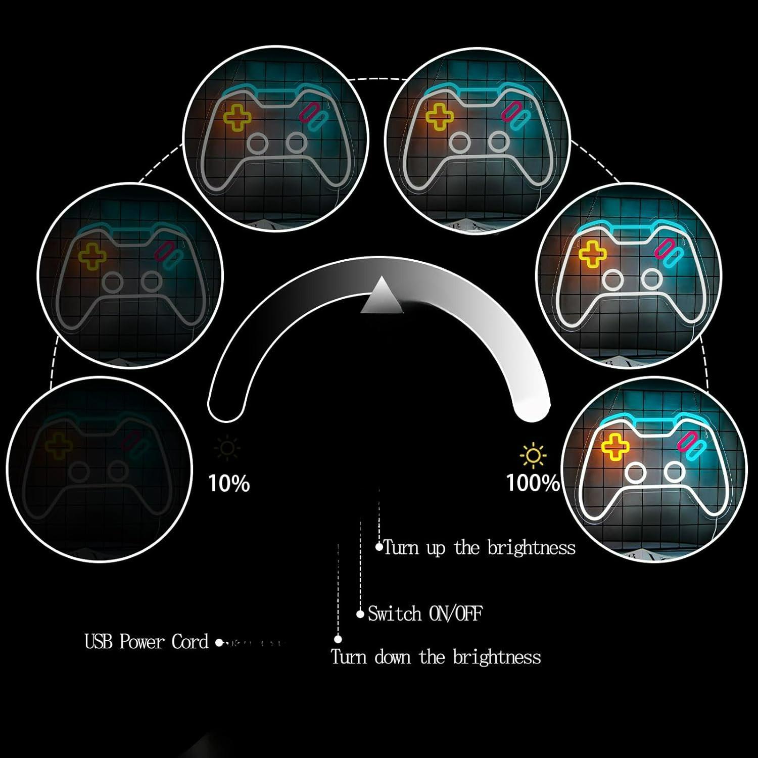 ゲームネオンサイン 調光可能なゲームコントローラーLEDサイ - Bedroom Lighting Decor Ideas のレビューと価格