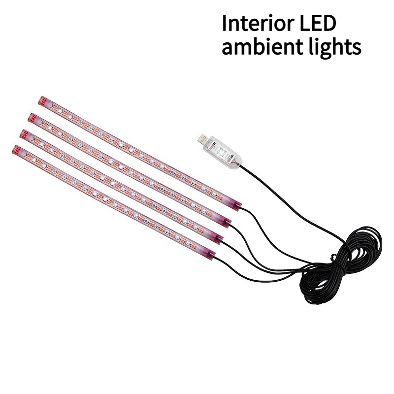 車内LED雰囲気ライトUSB電源音楽リズムフットウェルランプ - Lighting Interior Decor のレビューと価格