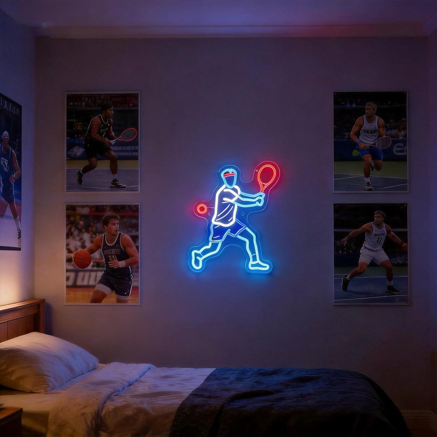 テニスプレーヤー ネオンサイン USB調光式LEDネオンライ - Bedroom Lighting Decor Ideas のレビューと価格