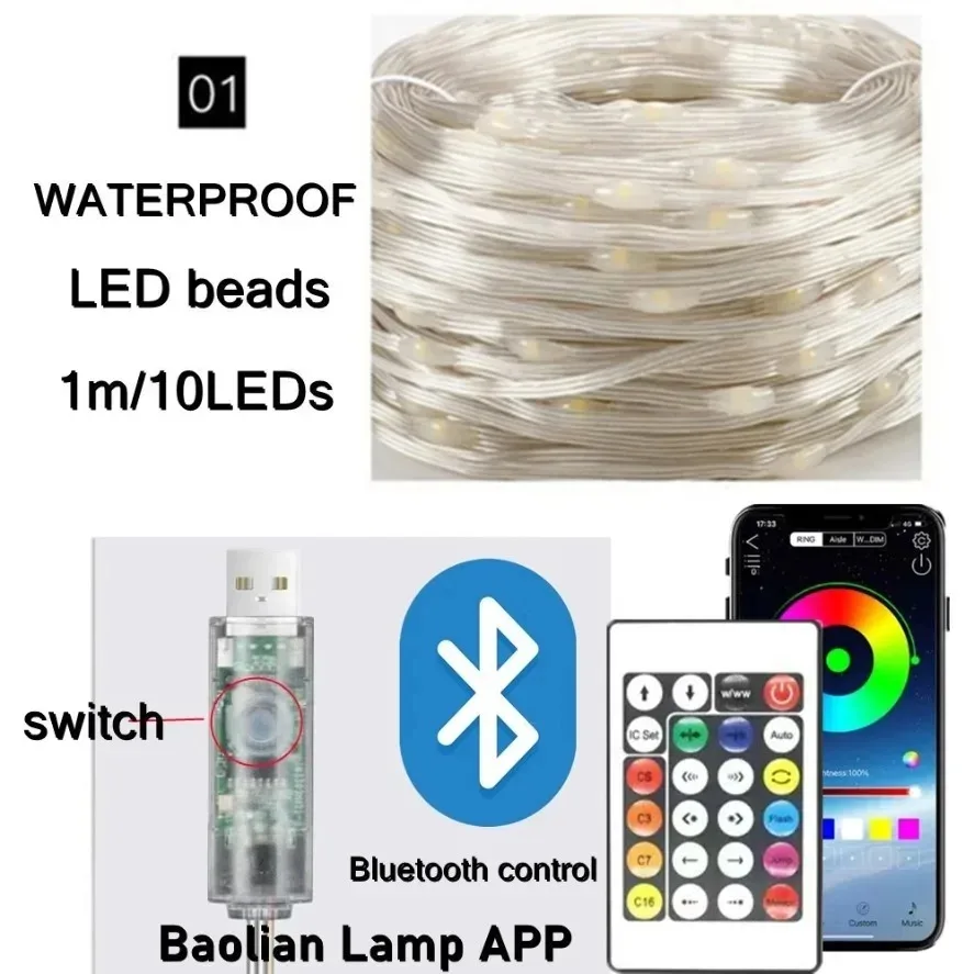 5～20mのWS2812B RGB LEDフェアリーライト。 - Decor Lighting Address のレビューと価格