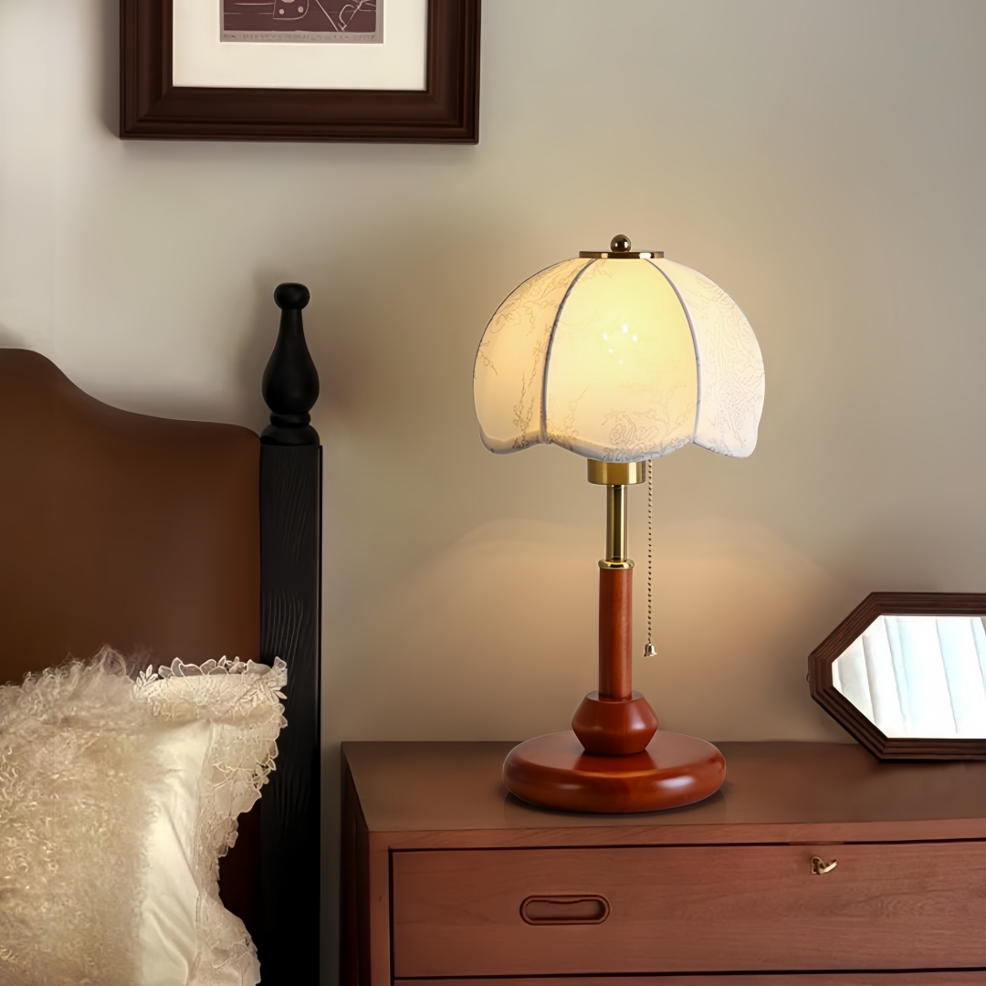 ヴィンテージスカラップドームテーブルランプ寝室ナイトスタンド - Lighting Decor In Room のレビューと価格