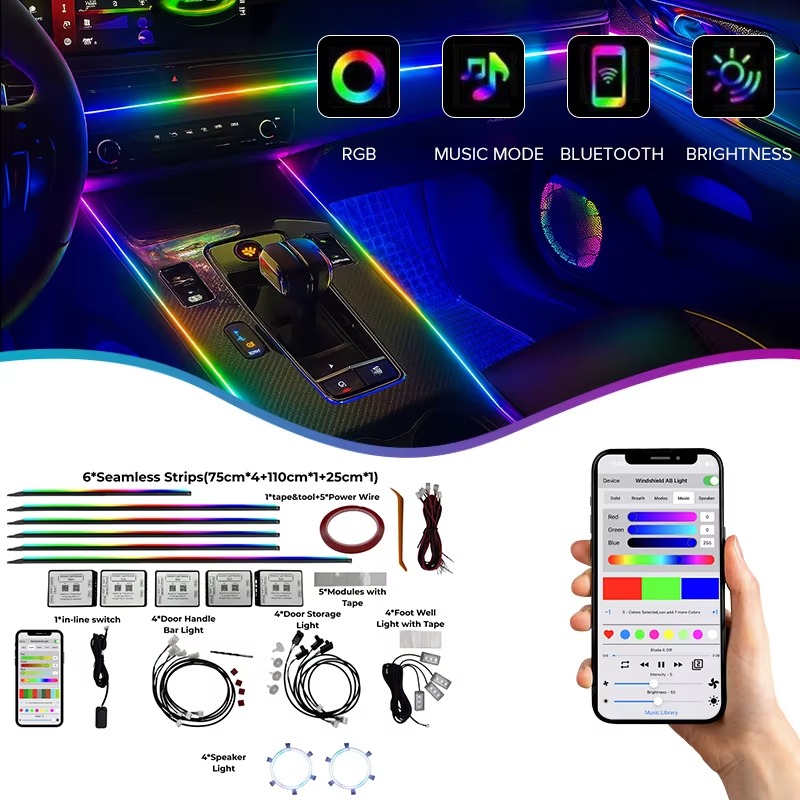カー用アンビエントライトキット 18種類/10種類/6種類の - Ambient Led Strip のレビューと価格
