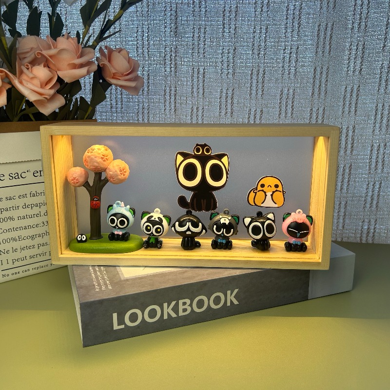 羅小海フィギュアLEDライトフレーム、かわいい猫アニメシーン - Lighting Decor Items のレビューと価格