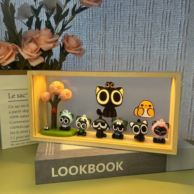 羅小海フィギュアLEDライトフレーム、かわいい猫アニメシーン - Lighting Decor Items のレビューと価格