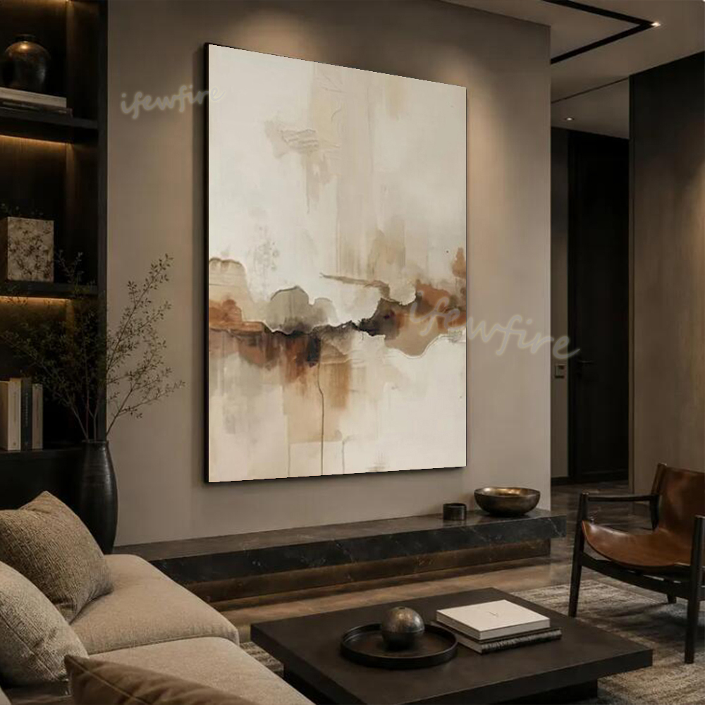 100%手作りのモダンな抽象油絵、キャンバスに描かれた温かみ - Lighting Decoration On Wall のレビューと価格