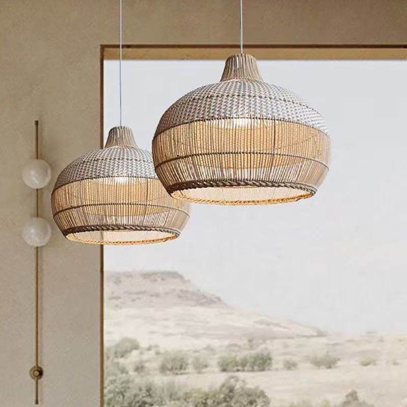日本の侘び寂びラタン織りペンダントライト、ヴィンテージホーム - Japanese Lighting Decor のレビューと価格