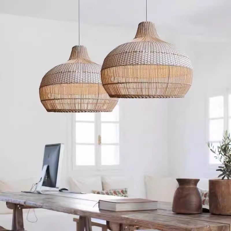 日本の侘び寂びラタン織りペンダントライト、ヴィンテージホーム - Japanese Lighting Decor のレビューと価格