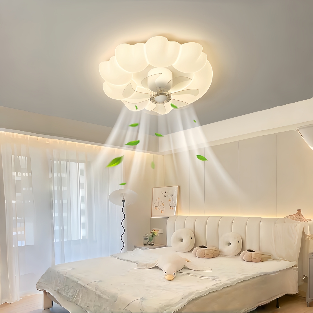 クリームスタイルの花の形をしたシーリングファンライト付き、リ - Decor Lighting Ceiling Fans のレビューと価格