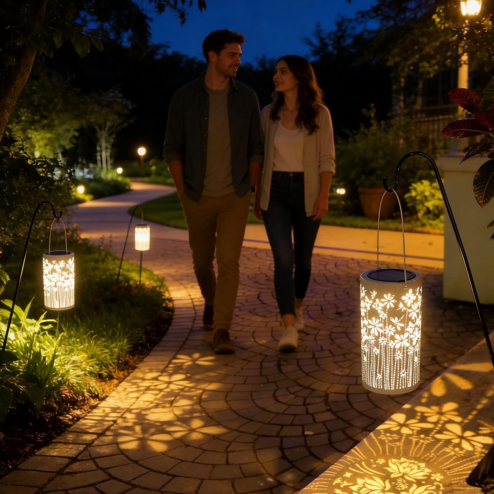 ソーラーランタン装飾的なカラフルな金属製フラワーライトソーラ - Yard Lighting Decor のレビューと価格