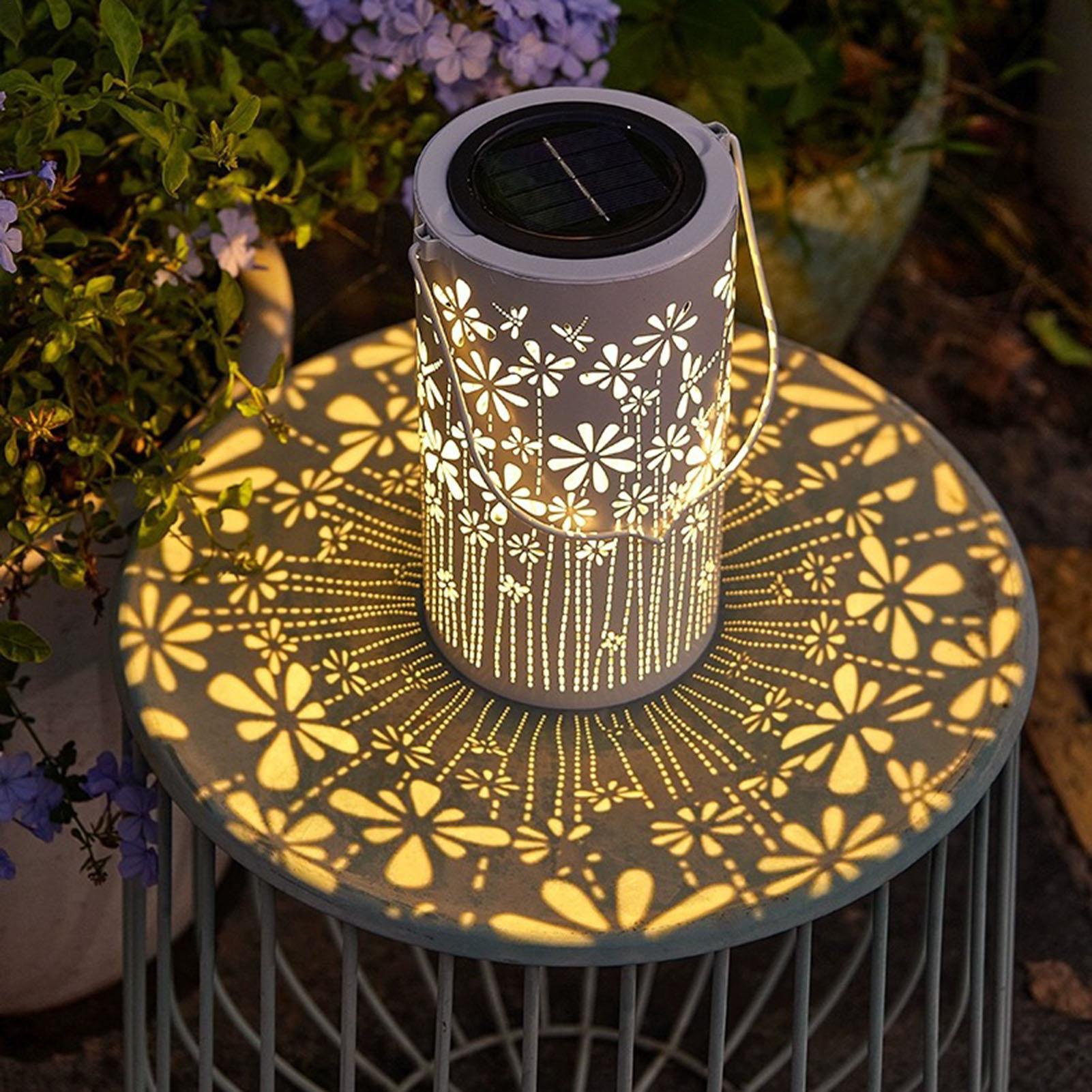 ソーラーランタン装飾的なカラフルな金属製フラワーライトソーラ - Yard Lighting Decor のレビューと価格