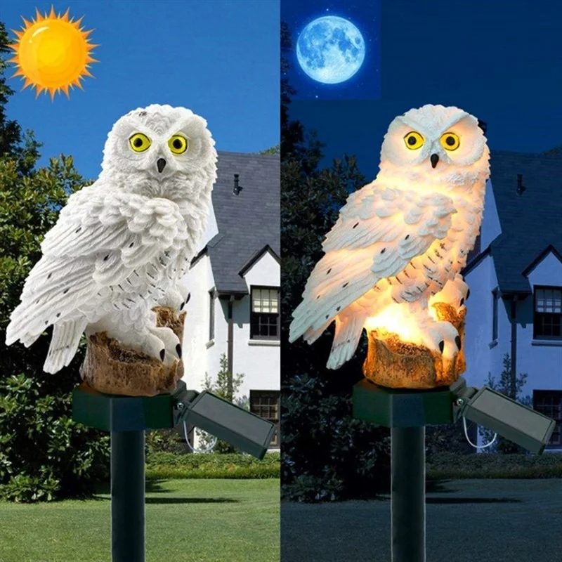 ソーラーフクロウ像ガーデンライトLED防水屋外装飾、庭やパテ - Yard Lighting Decor のレビューと価格