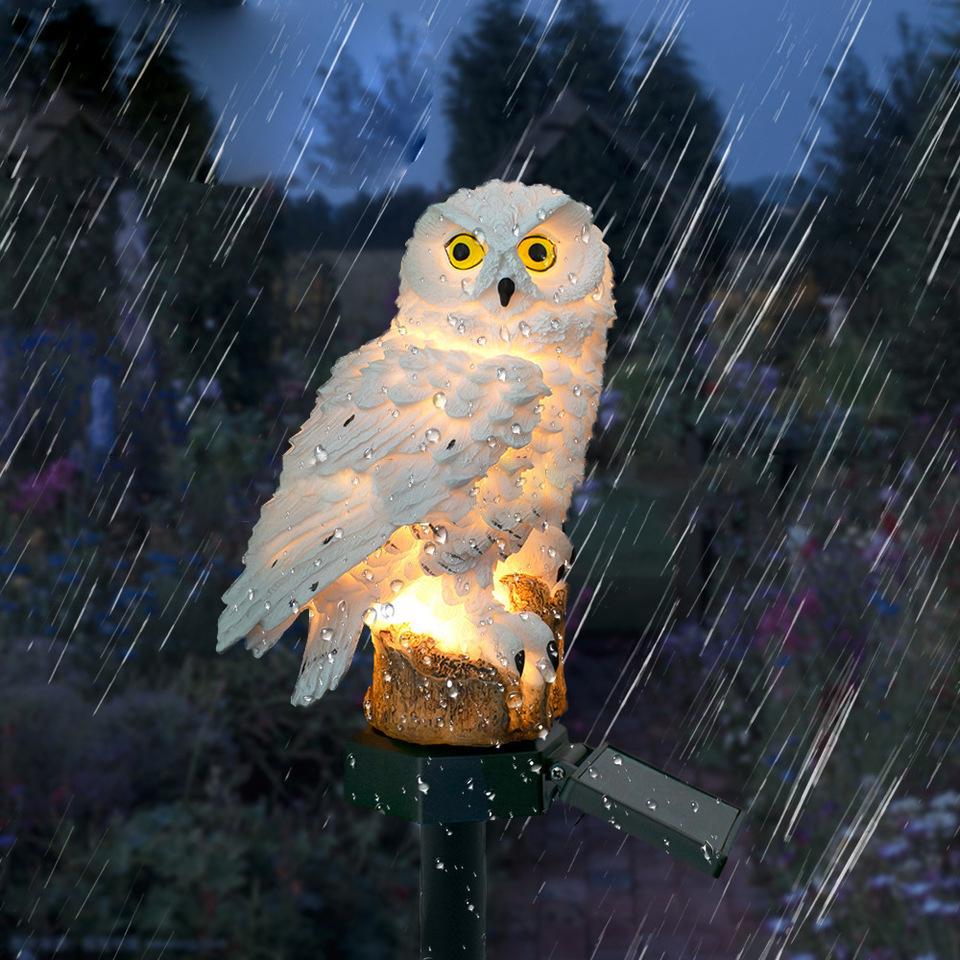 ソーラーフクロウ像ガーデンライトLED防水屋外装飾、庭やパテ - Yard Lighting Decor のレビューと価格