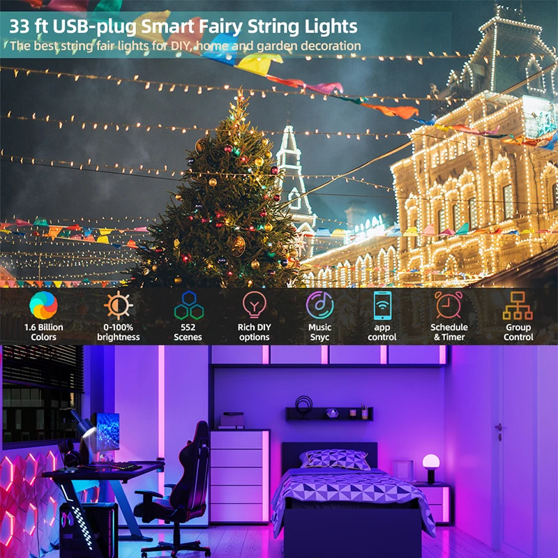 WS2812B個別制御可能なLEDストリングライト RGBI - Decor Lighting Address のレビューと価格