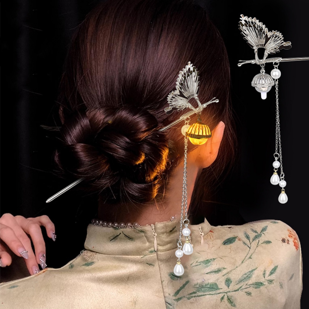 発光花ヘアピン女性のためのクリエイティブ蓮発光ランタンタッセ - Lighting Decor Items のレビューと価格