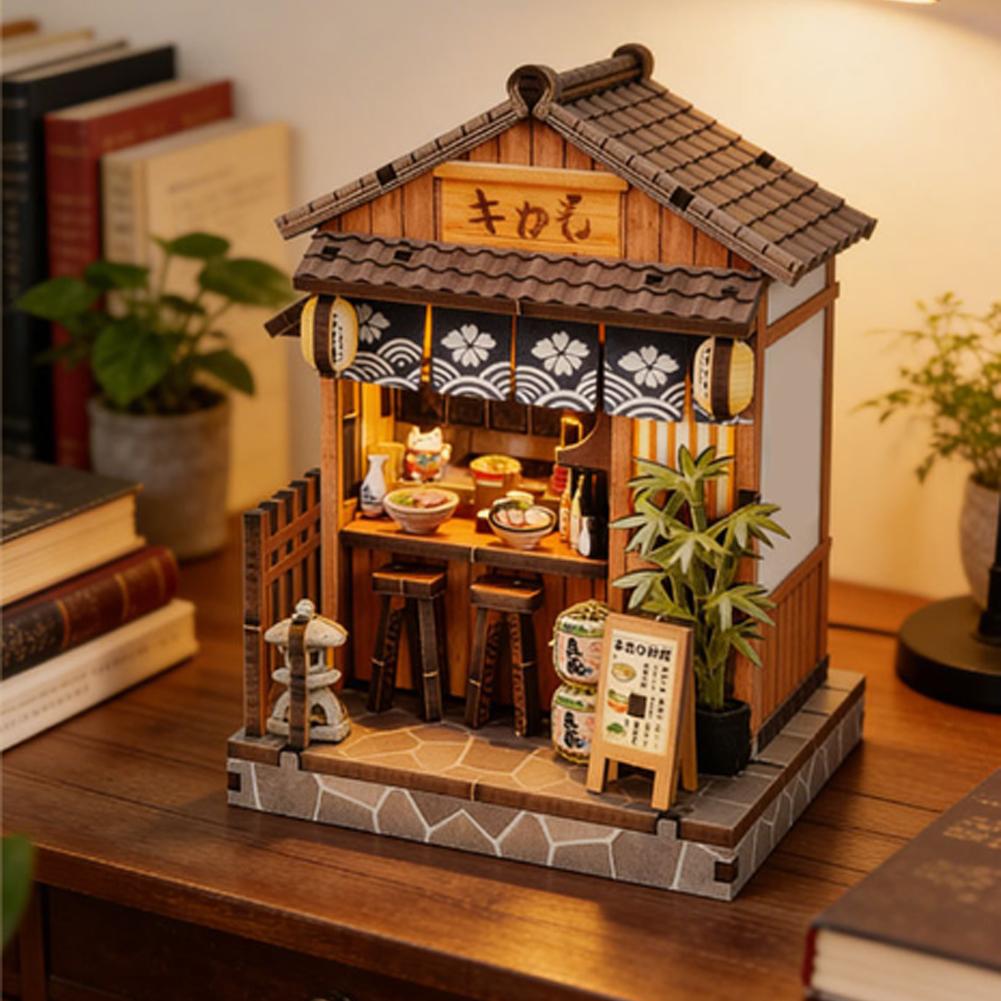 DIY 木製日本酒場ミニチュアドールハウス LED ライト付 - Japanese Lighting Decor のレビューと価格