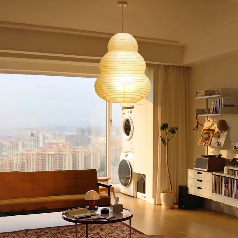 侘寂（わびさび）風の和紙ペンダントライト。モダンなリビング、 - Japanese Lighting Decor のレビューと価格