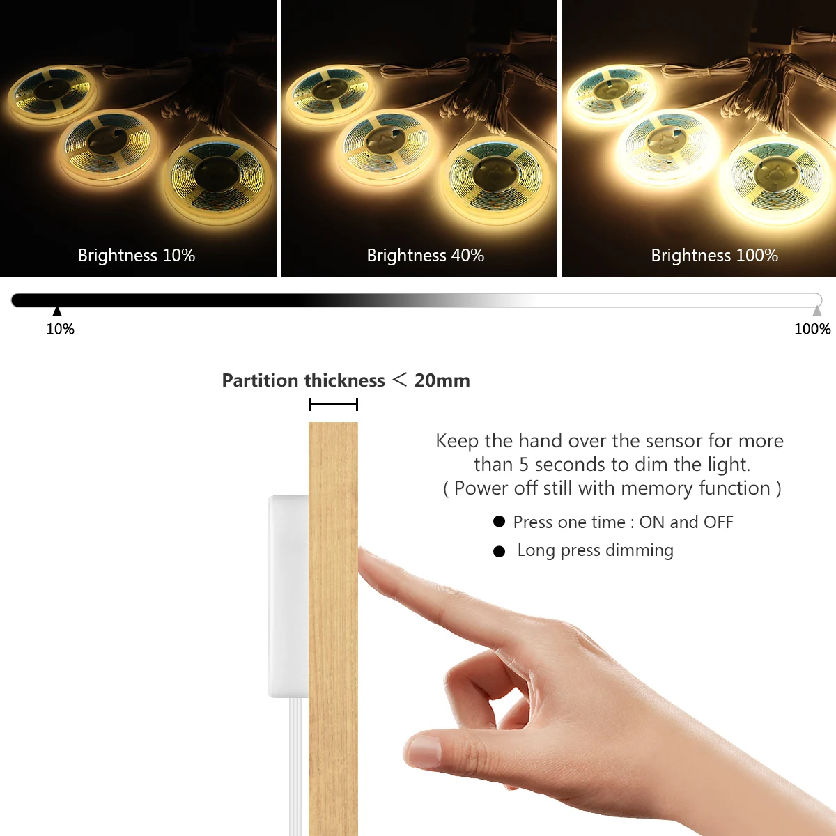 2-6個入りCOB LEDストリップライトキット、調光可能な - Kitchen Decor Lighting のレビューと価格