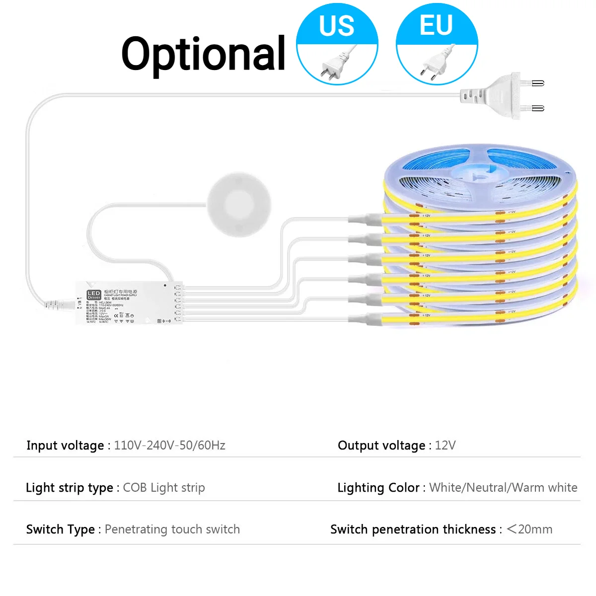 2-6個入りCOB LEDストリップライトキット、調光可能な - Kitchen Decor Lighting のレビューと価格