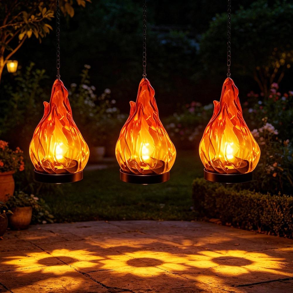 ソーラーフレームハンギングランタンライトIP65防水フリッカ - Yard Lighting Decor のレビューと価格