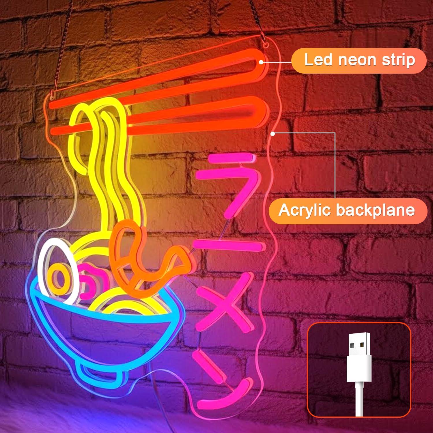 ラーメンネオンサイン、日本の麺鉢LEDネオンライト、ラーメン - Kitchen Decor Lighting のレビューと価格