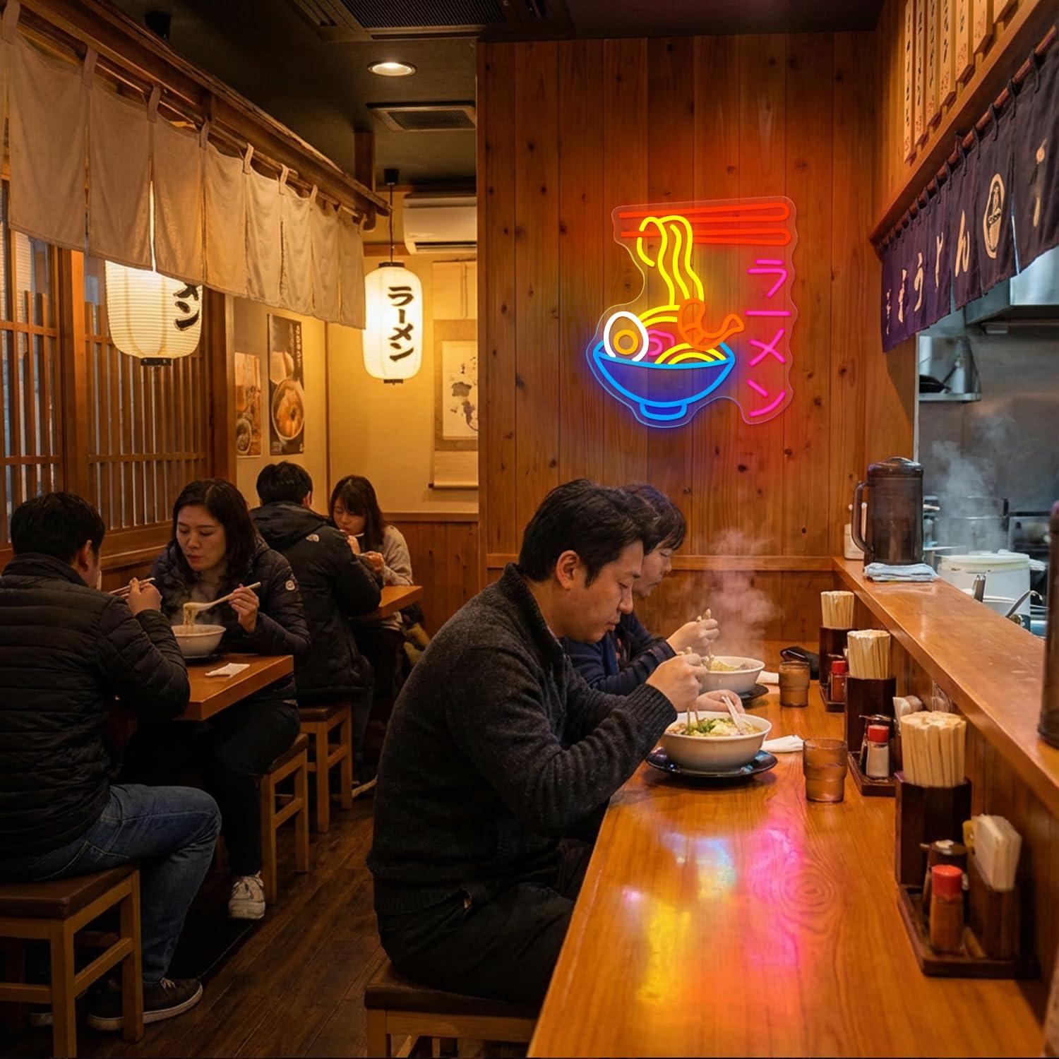 ラーメンネオンサイン、日本の麺鉢LEDネオンライト、ラーメン - Kitchen Decor Lighting のレビューと価格