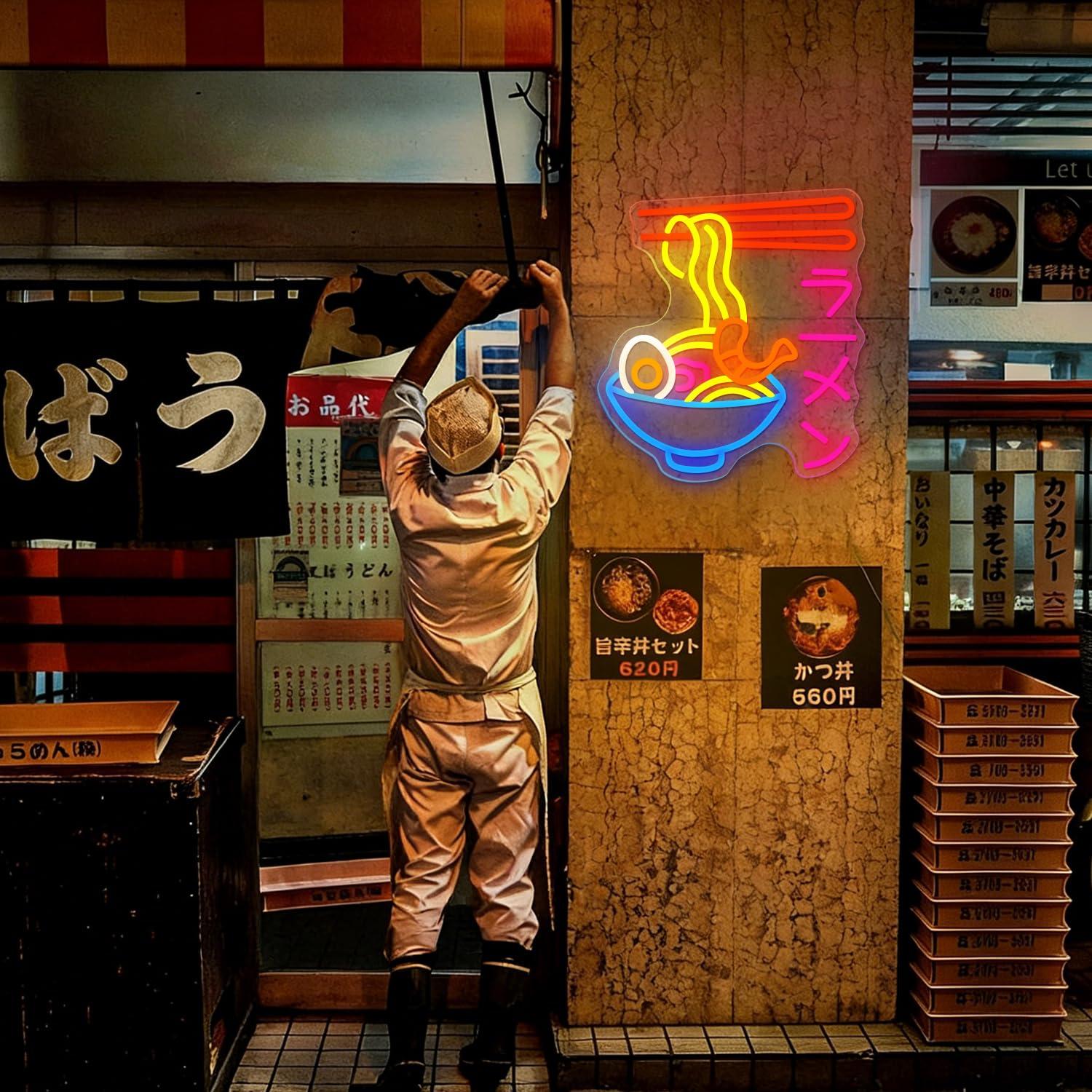 ラーメンネオンサイン、日本の麺鉢LEDネオンライト、ラーメン - Kitchen Decor Lighting のレビューと価格