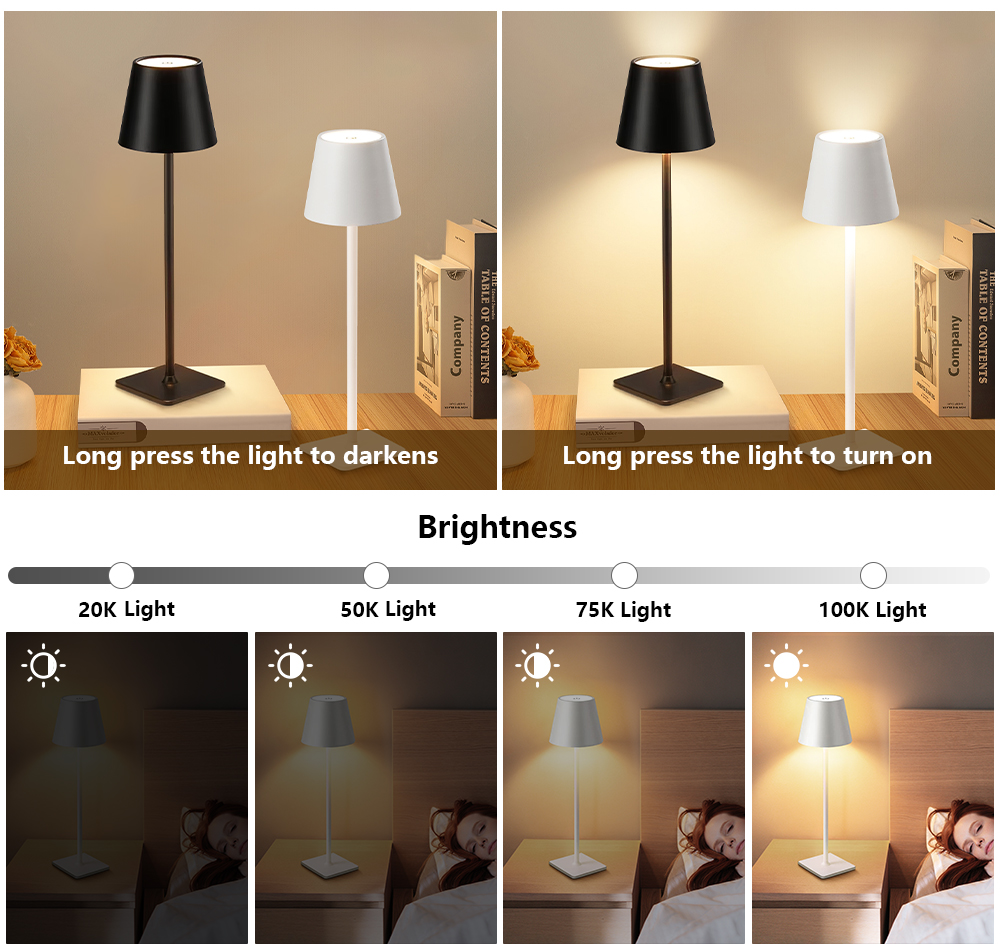 LED充電式デスクライトワイヤレステーブルランプ無段階調光タ - Lighting Decor In Room のレビューと価格