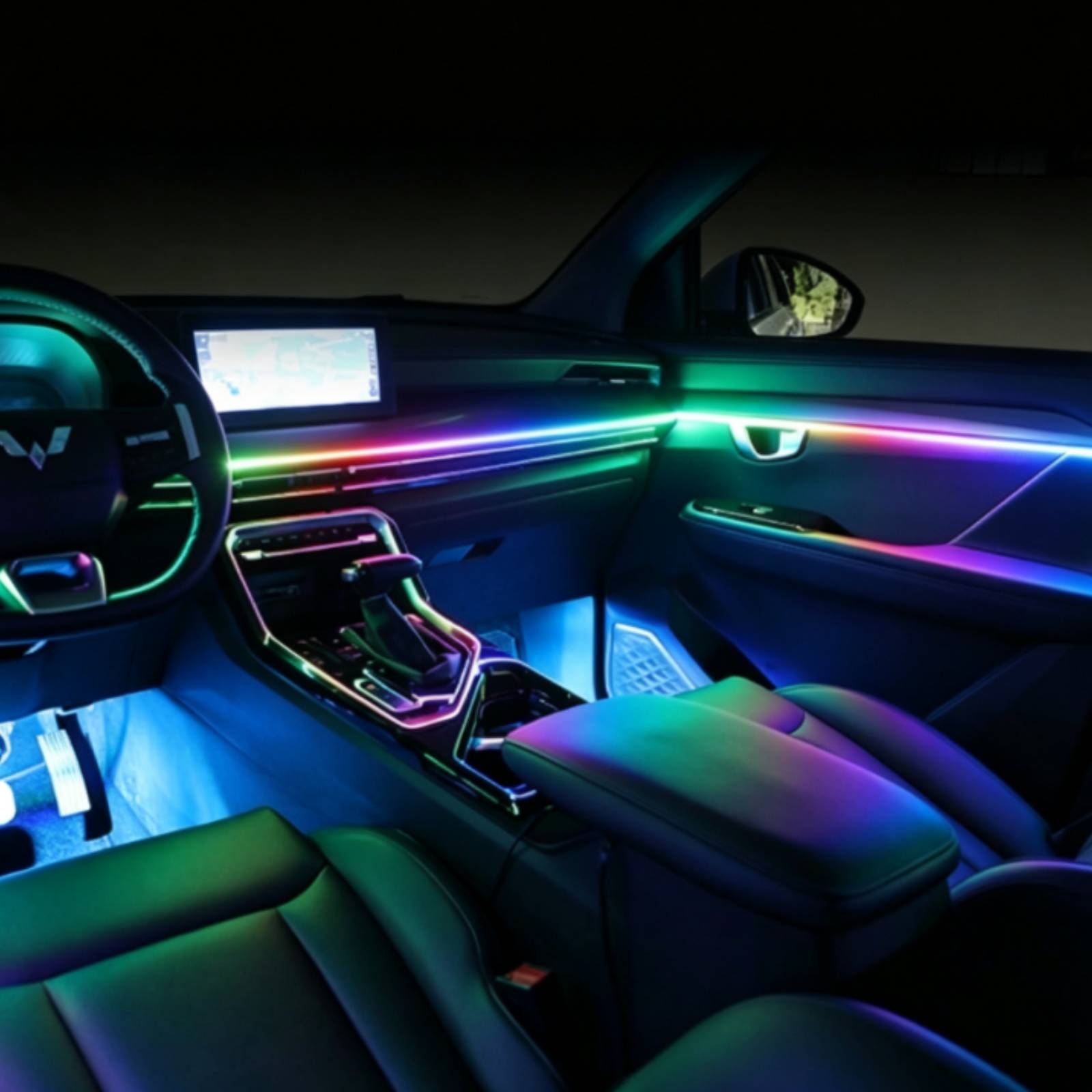 6個入りアクリル製車内LEDライト、アプリ制御式車内雰囲気照 - Ambient Led Strip のレビューと価格