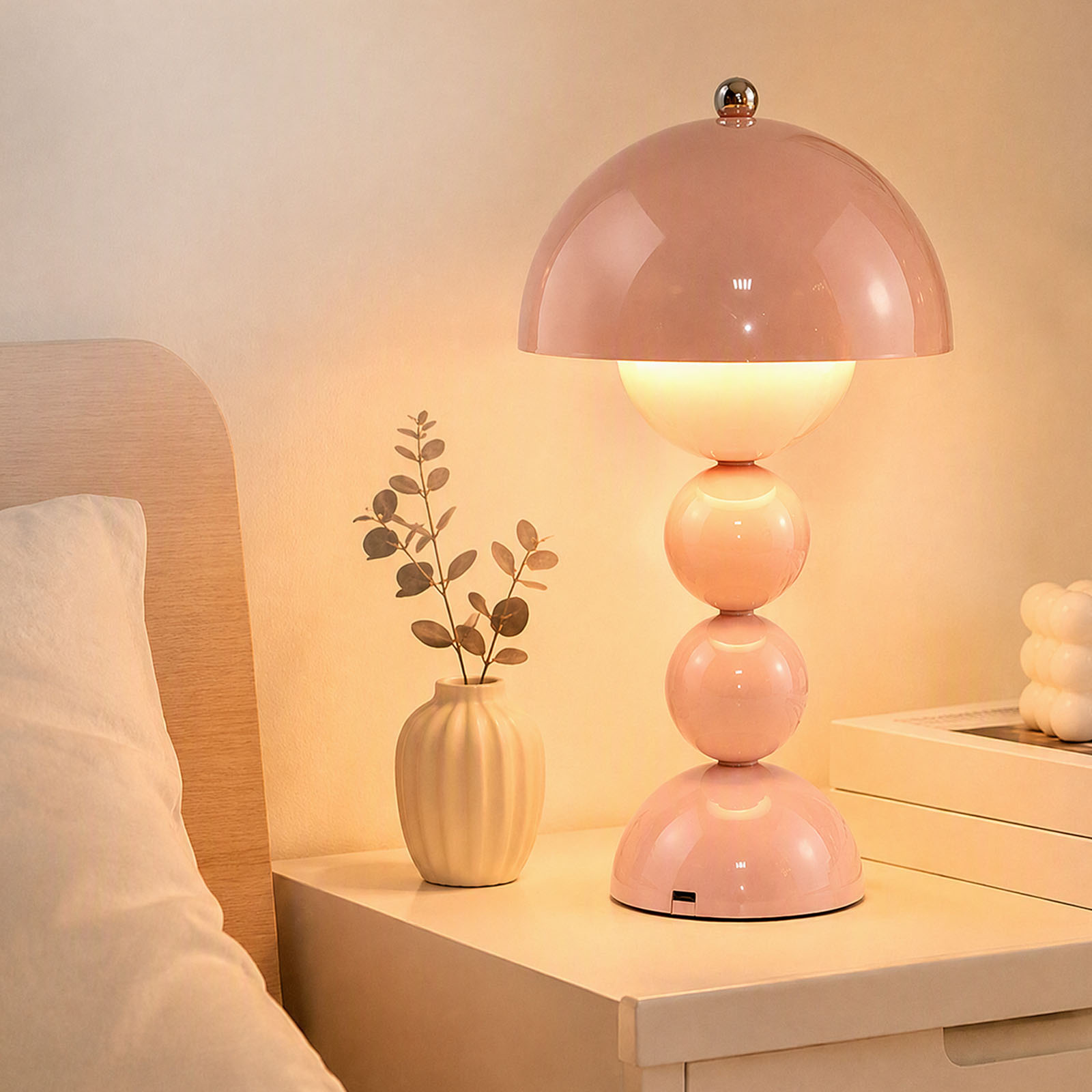 ヴィンテージ風のきのこ型テーブルランプ。USB接続で、3段階 - Lighting Decor In Room のレビューと価格