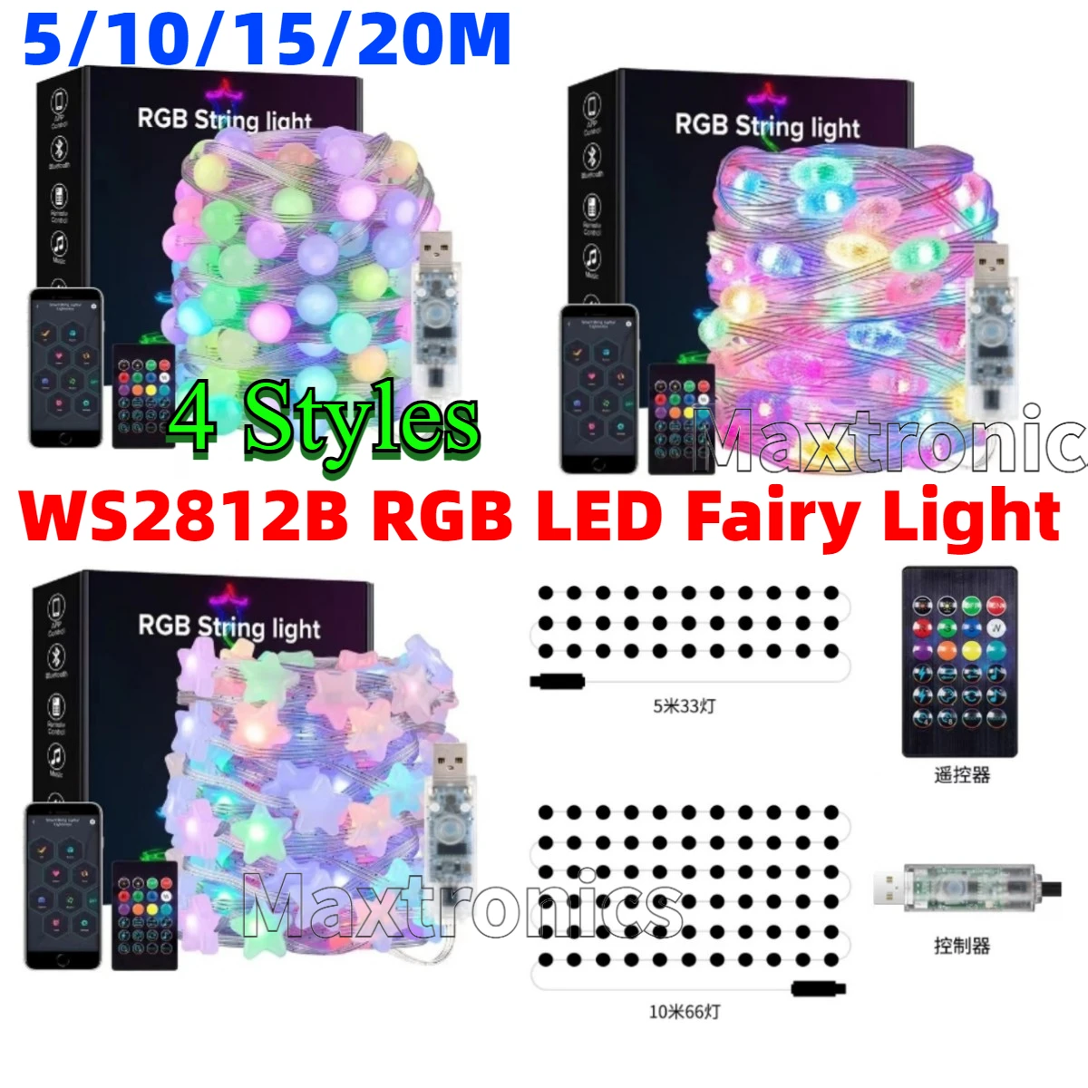 スマート 4 スタイル RGB WS2812B LED フェ - Decor Lighting Address のレビューと価格